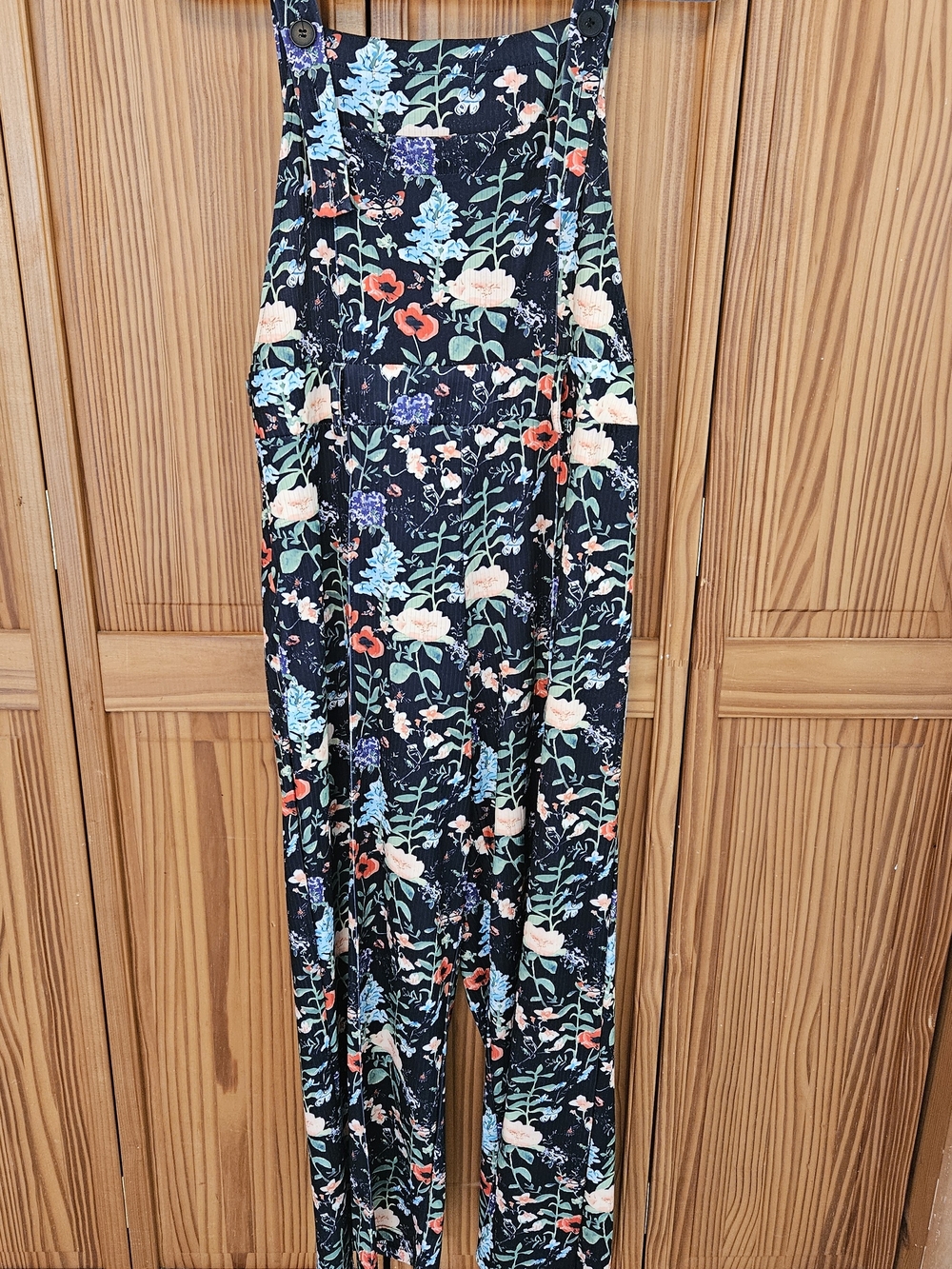 Black Floral Strap Overalls Jumpsuit - Casual Women's Romper